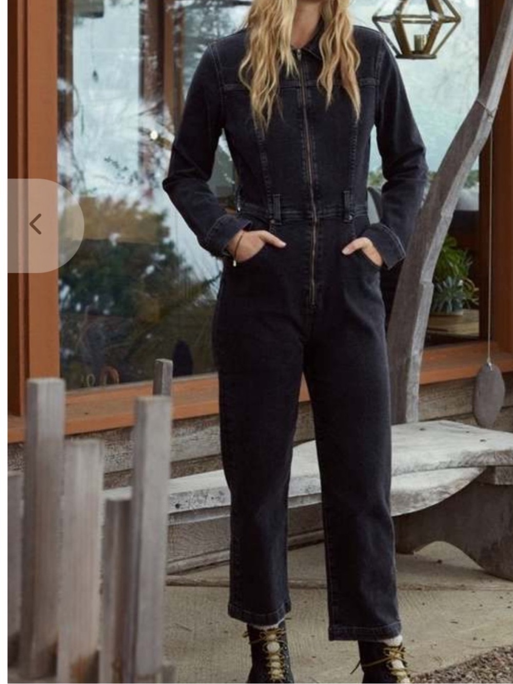 ETICA Zip-Front Long-sleeved Denim Jumpsuit